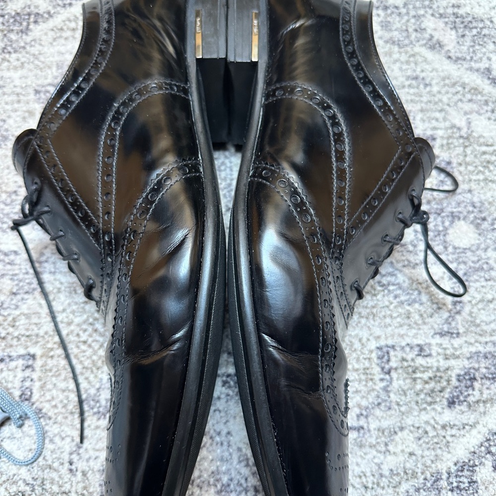Prada Men's Shiny Black Oxford Shoes - Picture 8 of 11